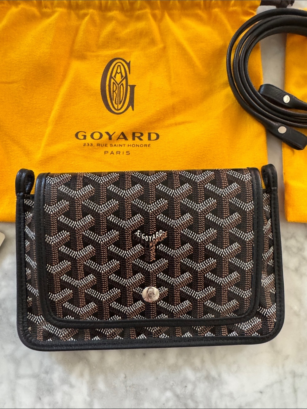Goyard Plumet crossbody purse bag card Holder Detachable Strap black leather - Picture 2 of 16